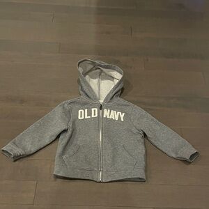 Old Navy Heather Gray Hooded Zip-Up Sweatshirt for Kids